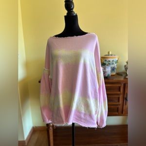 Free People, Size Small Petite, Color-Pink and Yellow, Sweat Shirt